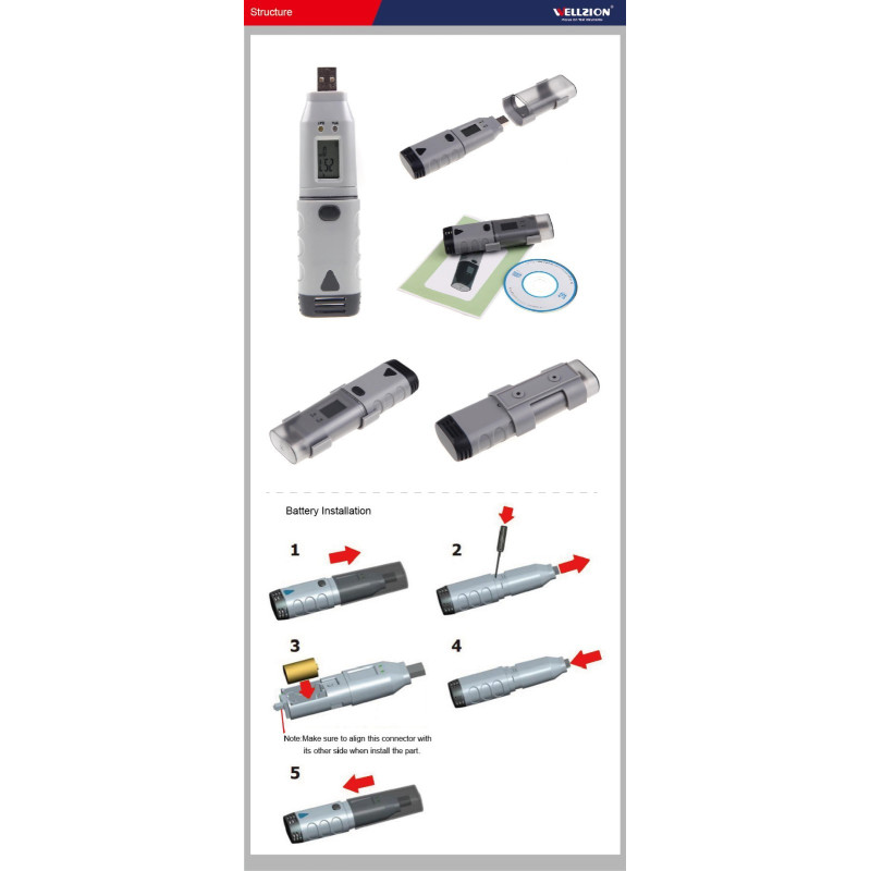 AO-SSN-10 Registrador de Datos de Temperatura de Interfaz USB (-35 ~ 80 ° C)