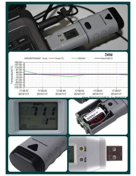 AO-SSN-11 Gravador de Dados de Temperatura da Tela LCD da Interface USB
