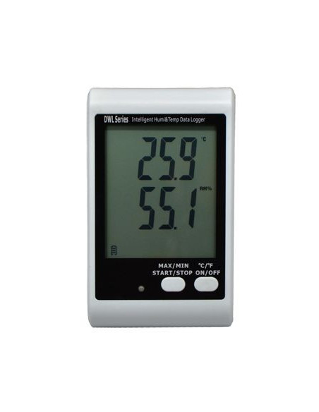 AO-DWL-20 Registrador de Datos de Humedad y Temperatura USB con LCD Grande y Alerta de Luz y Sonido