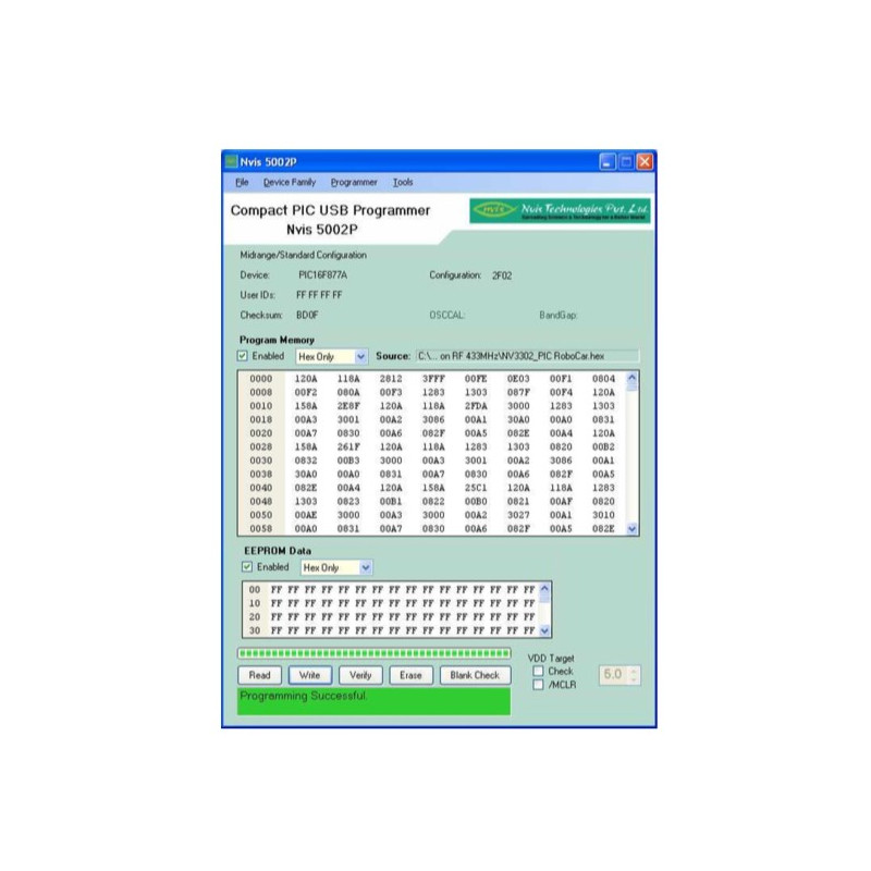 Nvis 5002P Programador PIC USB Compacto