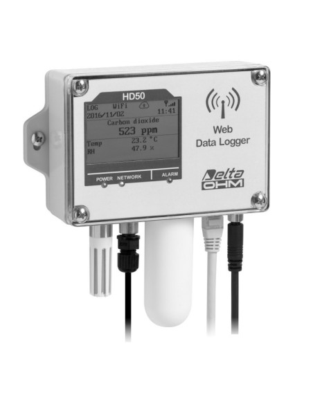 HD 50 1NB…I…TCV Registrador de Dados para Temperatura, Umidade, Dióxido de Carbono e Iluminância