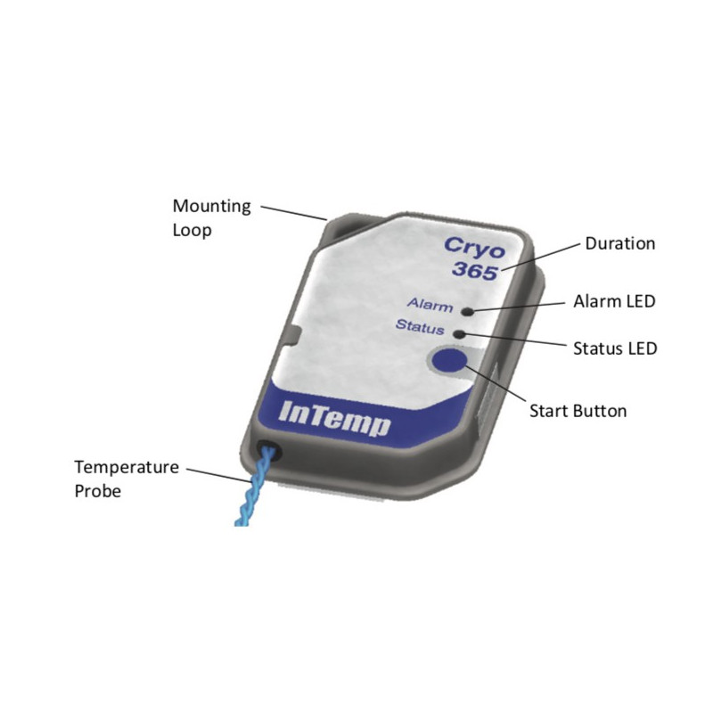CX602 Gravador de Gelo Seco InTemp (-200 ° a 50 ° C). Registrador de Dados de Uso Único