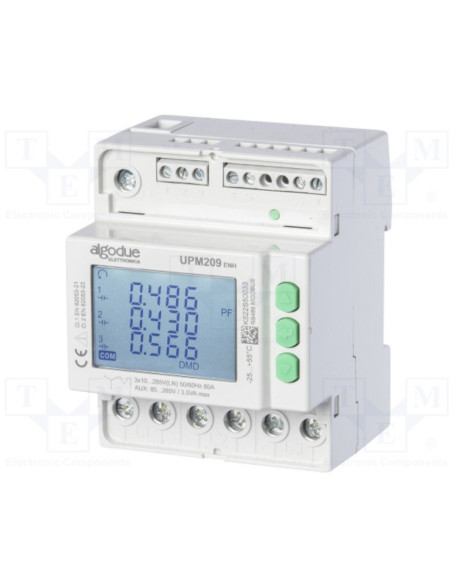 UPM209RGW Medidor Trifásico multifunción de 4 módulos DIN (incluye bobinas Rogowski)