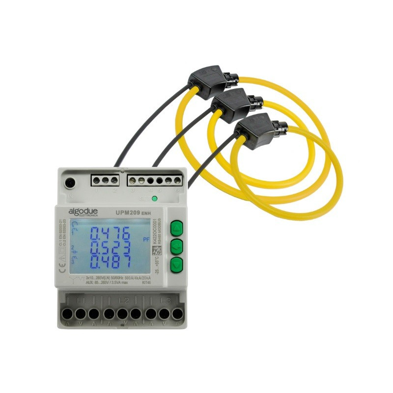UPM209RGW Medidor Trifásico multifunción de 4 módulos DIN (incluye bobinas Rogowski)