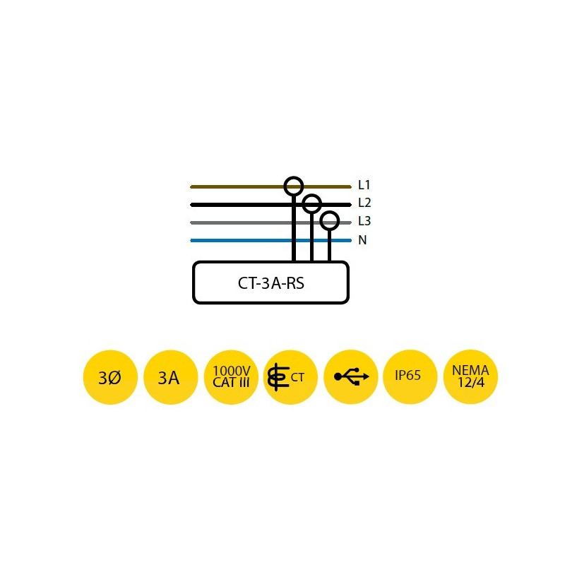 CT-3A-RS Electrocorder Three Phase Current Logger for Industry and Light Commercial