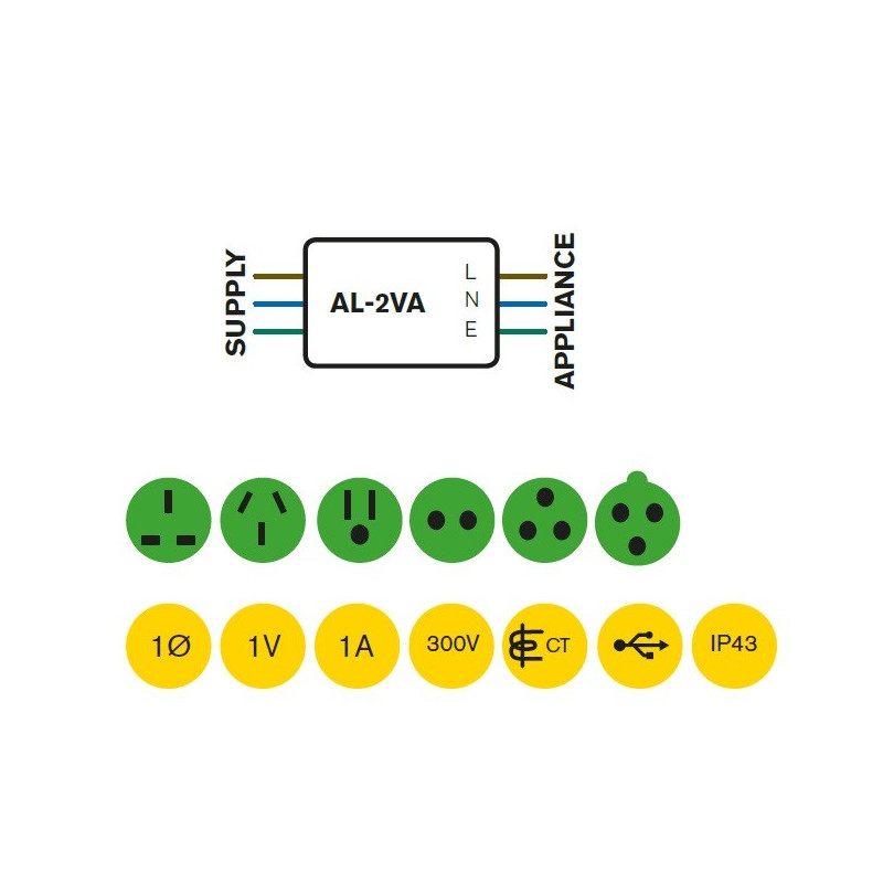 AL-2VA Registrador de Energía Electrocorder para Electrodomésticos y Aplicaciones domésticas