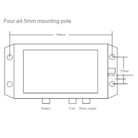 AO-150-01 Controlador de pantalla de velocidad del viento (Dimensiones)