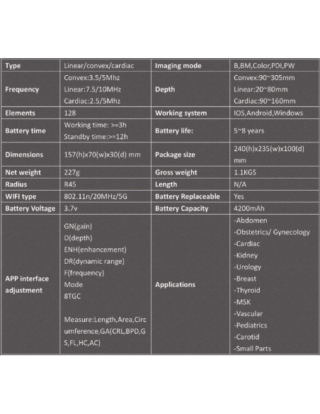 AO-C10T-3-in-1 Escáner de Ultrasonido inalámbrico - 5G