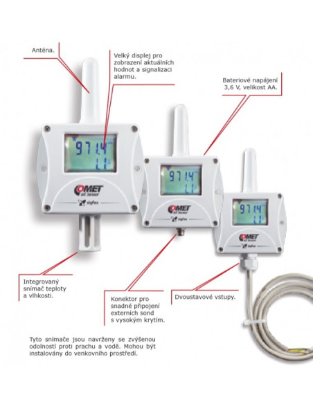 W8810 IoT sem fio de Temperatura e CO2, alimentado por Sigfox