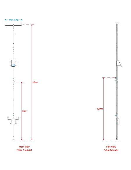 PALB10ABC Mastil de 10m Plegable para Estacion Meteorologica
