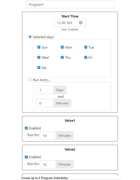 VG-SPRINKLER VegeSprinkler - Controlador de válvula de irrigação WiFi (4 válvulas)