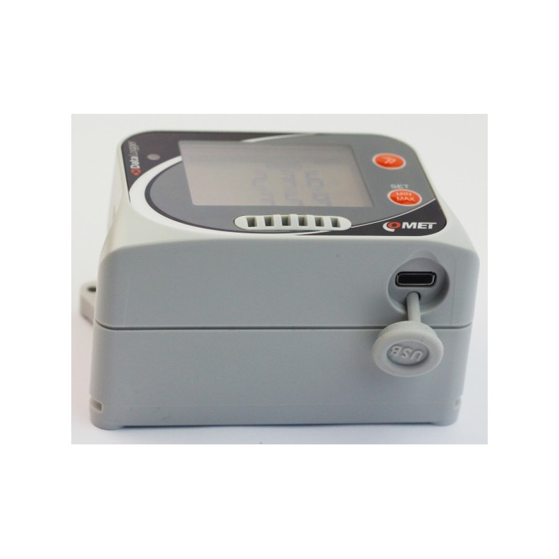 U3430 Registrador de dados com sensores integrados de temperatura, umidade e CO2.