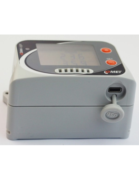 U3430 Registrador de dados com sensores integrados de temperatura, umidade e CO2.