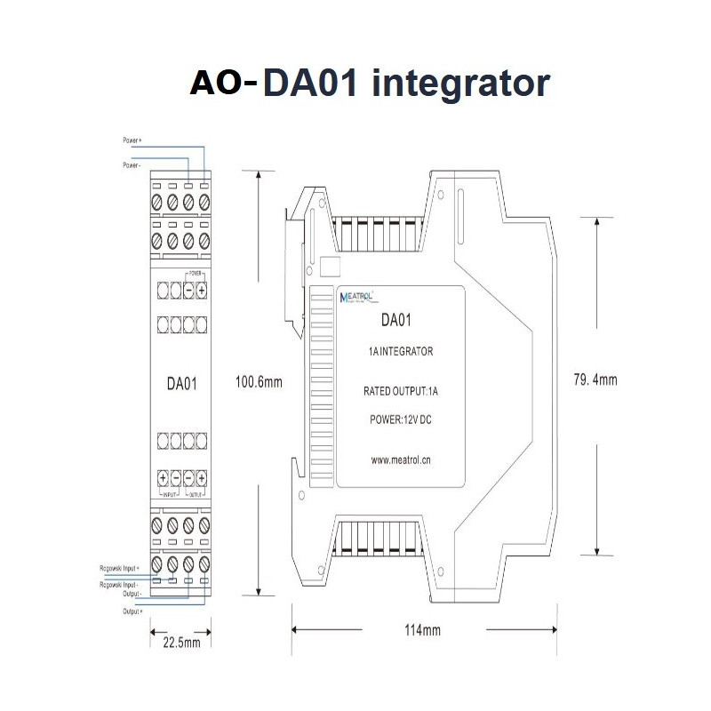 DIN-RAIL 1A Output Rogowski coil integrator AO-DA01-5