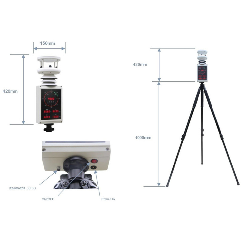 AO-WDS-63/7 Mini Portable Weather Station with Display for Local Speed and Wind Direction Display