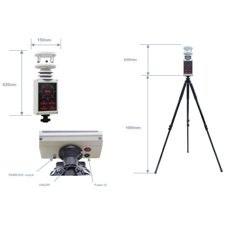AO-WDS-63/7 Mini Portable Weather Station with Display for Local Speed and Wind Direction Display