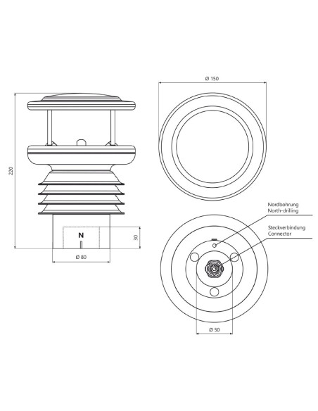 Estação Meteorológica com sensores ultrassônicos, saída ativa (0-10 V), saída digital (Modbus RTU) FS6002