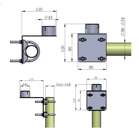 MB1: Suporte de mastro opcional para mini estação meteorológica AO-WDC6SE
