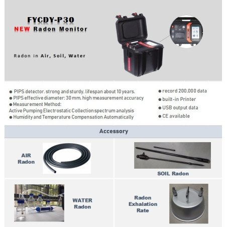 Portable Radon Monitor FYCDY-P30 (with accessory for Air and Soil)