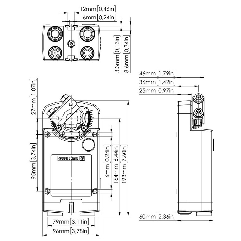 Atuador rotativo Gruner 363-024-20-S2