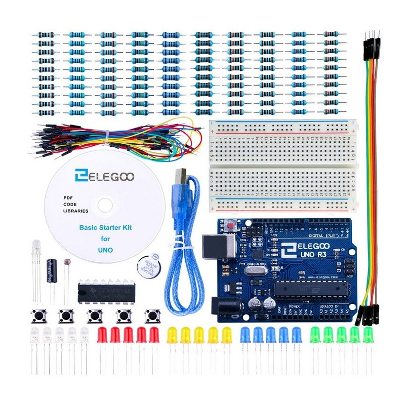 ELEGOO Conjunto Básico de Iniciación Compatible con Arduino IDE con Guías Tutorial en Español para UNO R3 Starter Kit