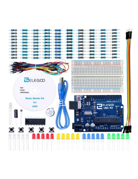 ELEGOO Basic Starter Set Compatible with Arduino IDE with Tutorial Guides in Spanish for UNO R3 Starter Kit