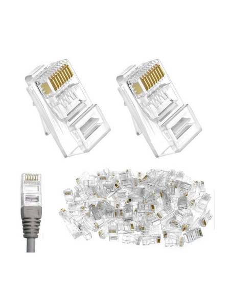 100 conectores AO-RJ-45C para cabo Ethernet LAN Cat 5E