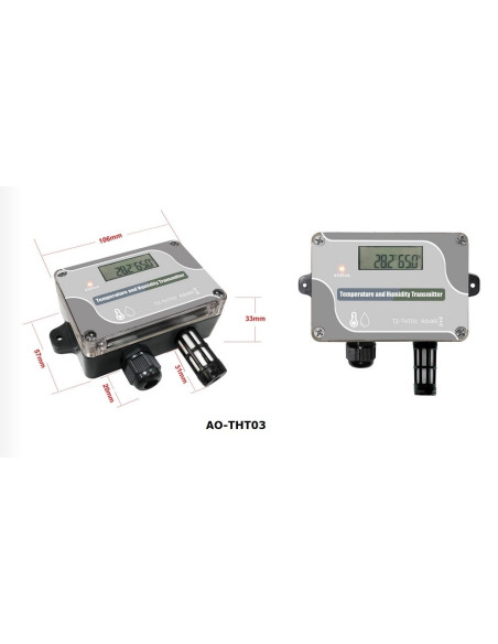 Transmisor RS485 de temperatura y humedad relativa con pantalla LCD, AO-THT03