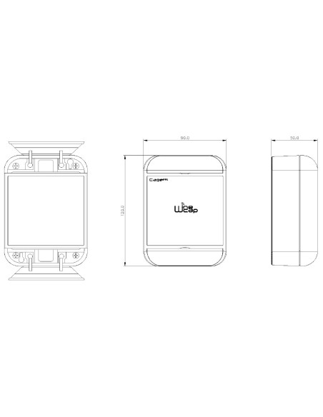 Dimensiones del registrador de datos WSD12T-Ex6