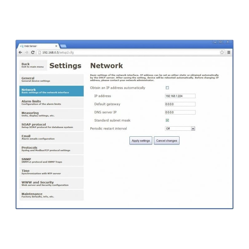 T7510 Web Sensor - barômetro higrômetro termômetro remoto com interface Ethernet