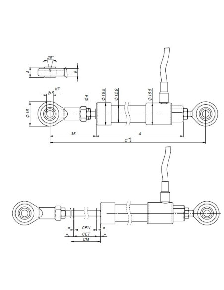 PZ12-A-025 Transdutor de deslocamento retilíneo