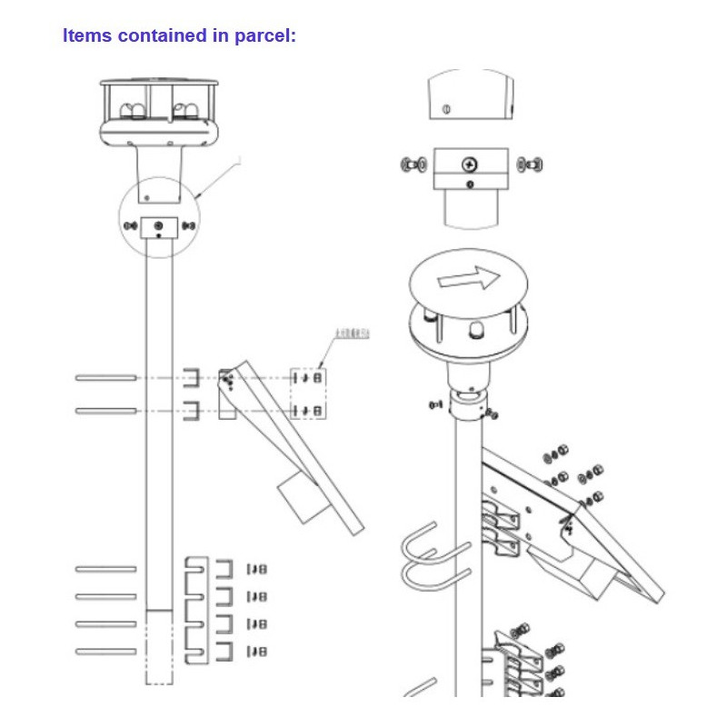 Anemómetro ultrasónico AO-WDS2DVSE compatible con Davis VP2