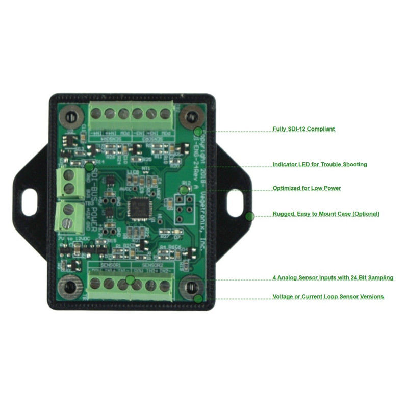 SDI-TRANS-SENSOR24, Tradutor de sensor SDI-12 (24 bits, 4 canais)
