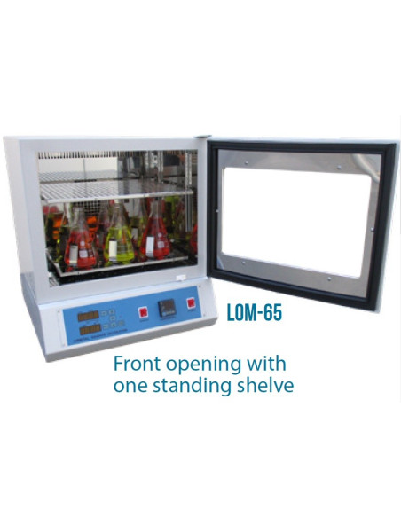 LOM-65 Shaker Incubator for laboratory, 300 x 400mm, 250 rpm, 70ºC, with front door