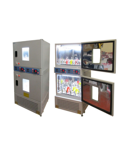 LOM-175D-LIGHT Dual Refrigerated shaker laboratory incubator, 250 rpm with light, 0 to 70ºC