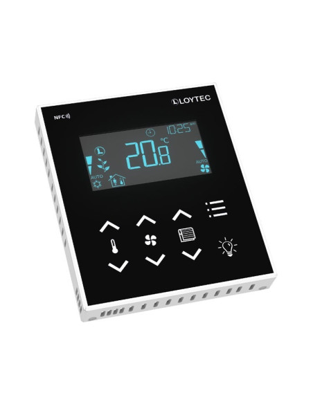 L-STAT Panel de operador de sala, 8 botones, Temp. up/down, Ventilador up/down, Persianas up/down, Luz y menú
