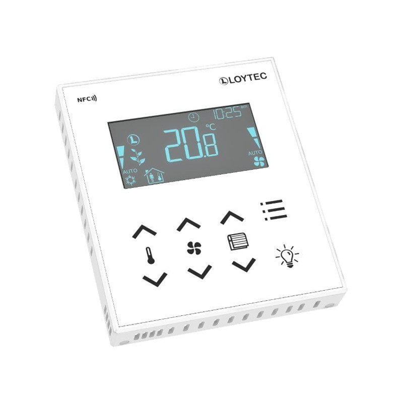 L-STAT Panel de operador de sala, 8 botones, Temp. up/down, Ventilador up/down, Persianas up/down, Luz y menú