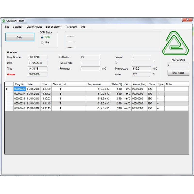 CryoTouch-40 Crioscópio, com função "sem lactose"