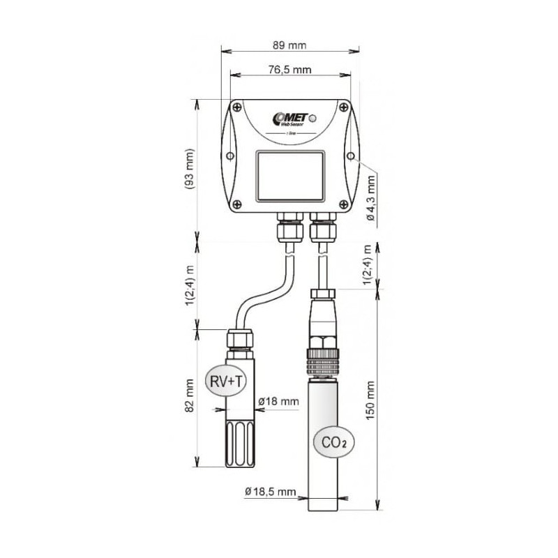 T6541 WebSensor - remote CO2 concentration thermo-hygrometer with Ethernet interface