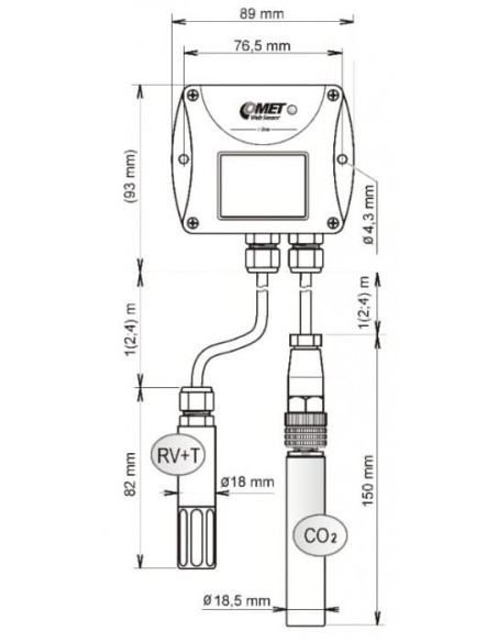 T6541 WebSensor - remote CO2 concentration thermo-hygrometer with Ethernet interface