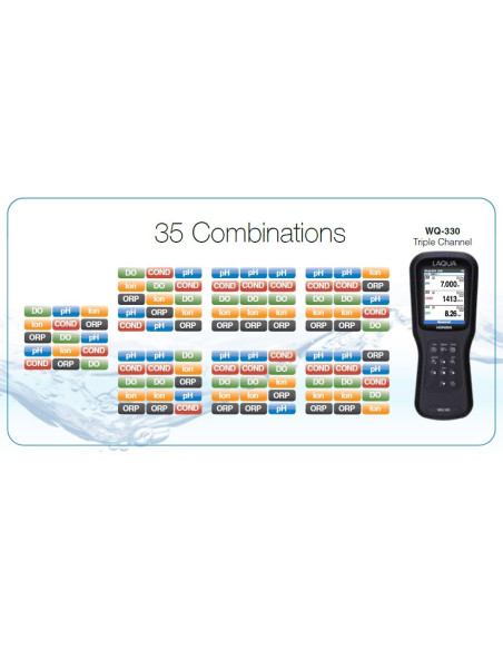 LAQUA WQ330-K Medidor portátil de Calidad del Agua 3 Canales