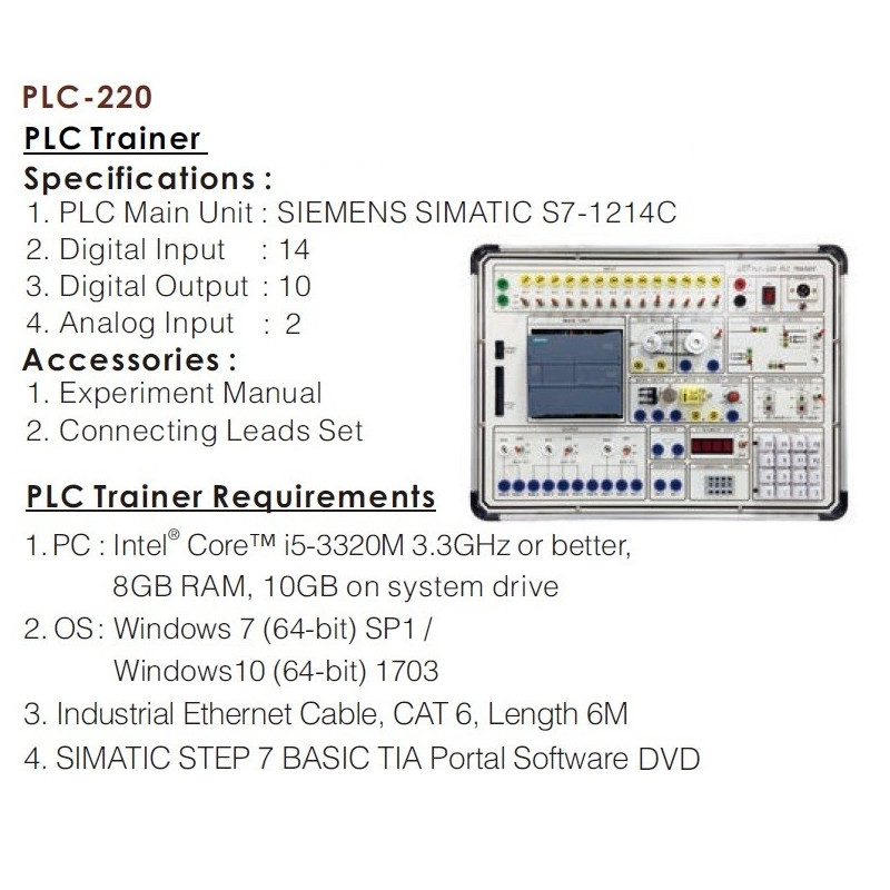 KandH PLC-220 Entrenador de Controlador Lógico Programable PLC (SIEMENS S7-1200)