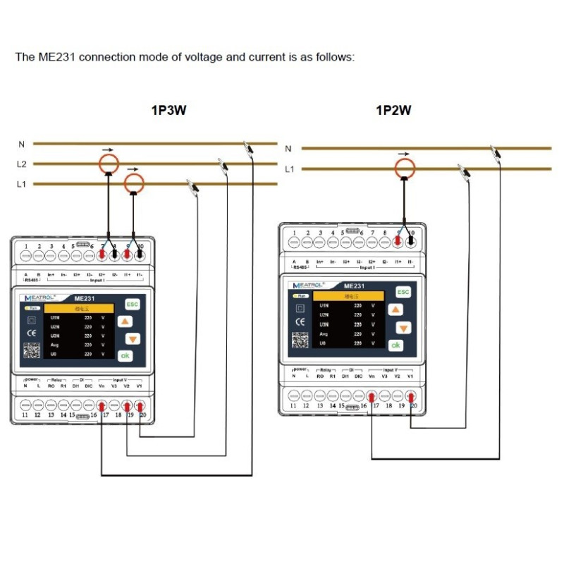 Meatrol ME231 Medidor inteligente multifuncional trifásico