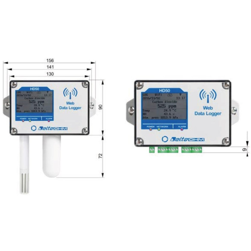 HD 50 14bNB… TV Registrador de Dados de Temperatura, Umidade, Pressão Atmosférica e Dióxido de Carbono (CO2)