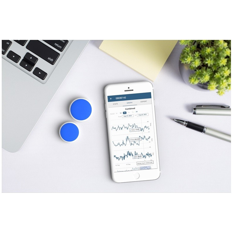 Tempo Disc Maxi™, Baliza y registrador de datos con sensor inalámbrico de Temp., Humedad y Punto de Rocío