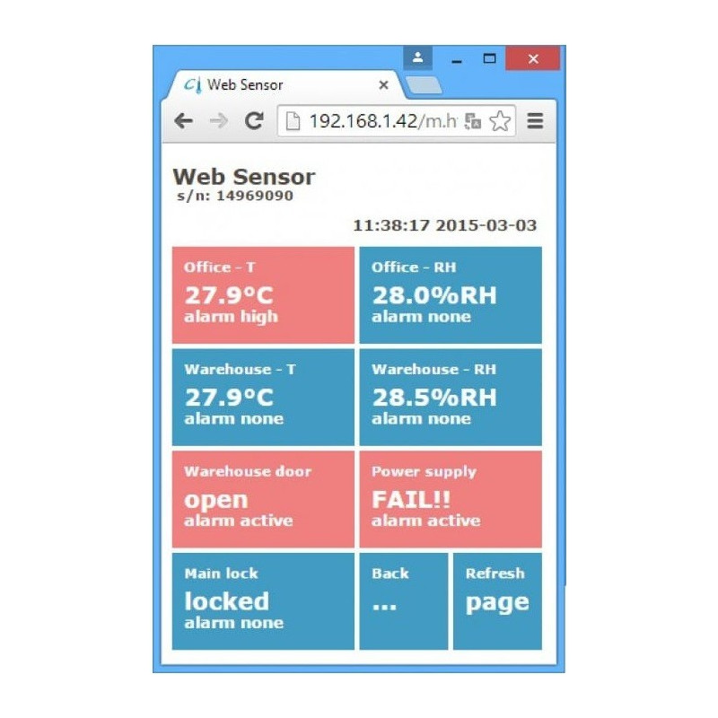 Comet P8653 Web Sensor with PoE - two channels with flood detector and binary inputs