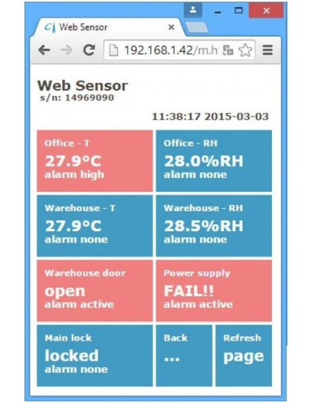 Comet P8653 Web Sensor with PoE - two channels with flood detector and binary inputs