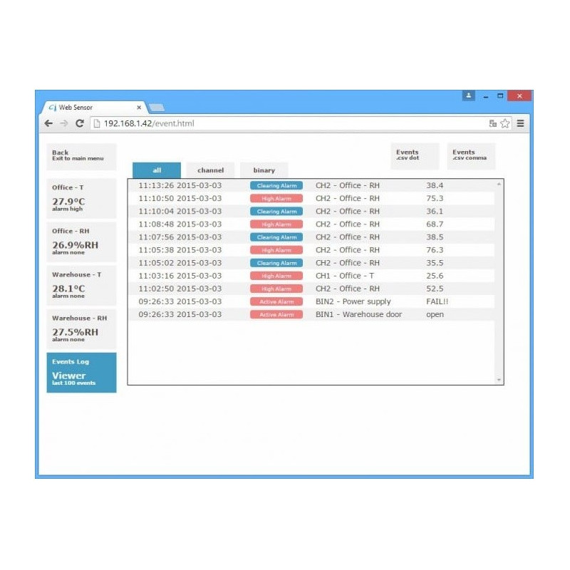 Comet P8653 Web Sensor with PoE - two channels with flood detector and binary inputs