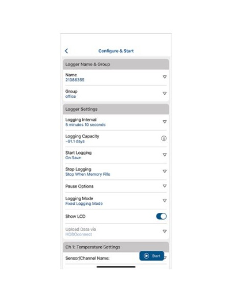 HOBOconnect Aplicativo de Monitorização