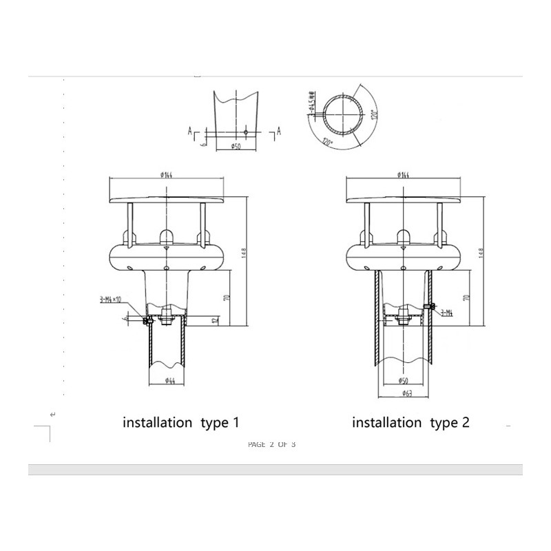 AO-120-03 Sensor ultrassónico de velocidade e direção do vento